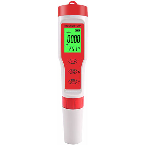 TDS Meter 4-in-1 Digital Water Tester Pen con PH TDS EC Medición de temperatura Alta precisión 1-19999ppm y 0-14 PH Rango Pantalla retroiluminada Tamaño de bolsillo para el hogar Agua potable Piscina