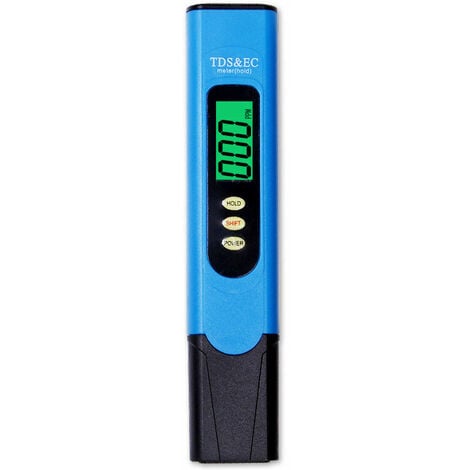 TDS Mètre Testeur de qualité de l'Eau TDS testeur Stylo 3 en 1 Mètre de TDS EC Température PPM Testeur Thermomètre pour l'Eau Testeur Numérique avec Écran LCD pour Piscine Aquarium, Eau Potable，bleu,