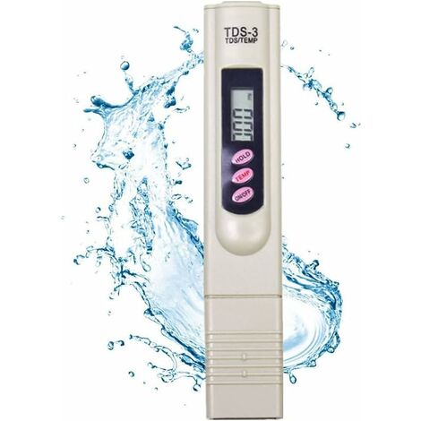 TDS Water Quality Tester Thermometer 2 in 1 Set, Tragbarer TDS Tester mit LCD Display 0-9990 PPM Messbereich, Digitales TDS Messgerät für Trinkwasser, Aquarien und Schwimmbäder (Grau)