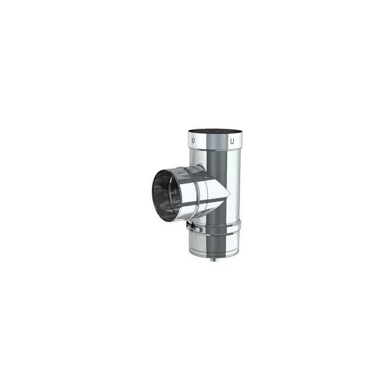 Jeremias - Té 90° avec tampon de purge - Pour tubage flexible 150 mm