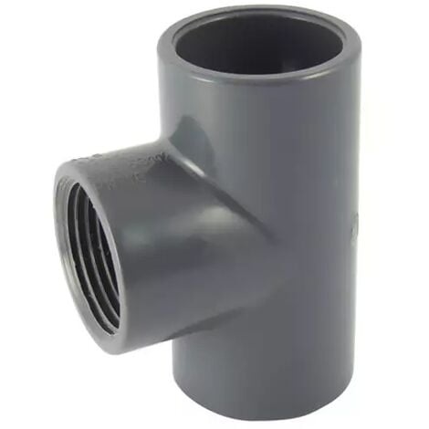 Té 90° Femelle / Femelle / Femelle avec dérivation centrale taraudée en PVC