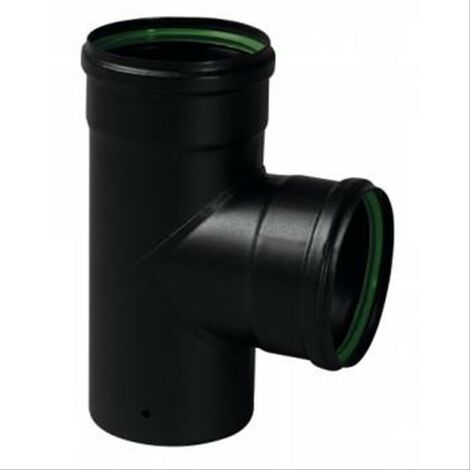 Té 90° MFF conduit pellets émail noir mat diam 80mm