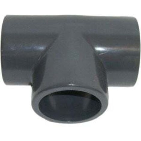 Té à coller PVC pression 50mm – Raccord femelle-femelle – Connexion durable pour plomberie et irrigation – Matériau PVC – Piscineo