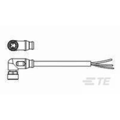 TE Connectivity 1-2273009-3 Connecteur confectionné pour capteurs/actionneurs M8 femelle, coudé 5.00 m Nombre de pôles: 3 1 pc(s) D767461