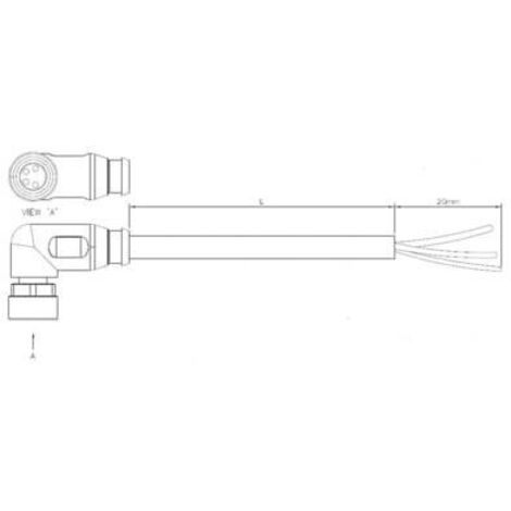 TE Connectivity 1-2273011-1 Connettore confezionato per sensore o attuatore M8 Presa angolata 1.50 m Numero di poli: 4