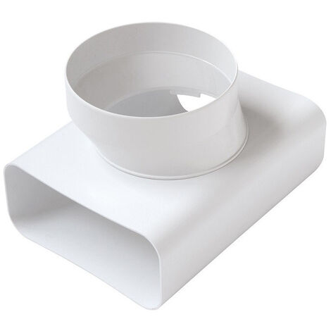 Té-coude vertical de tube Ventilation rectangulaire 120 x 60 mm à tube Ventilation rond Ø100 Blanc - First Plast