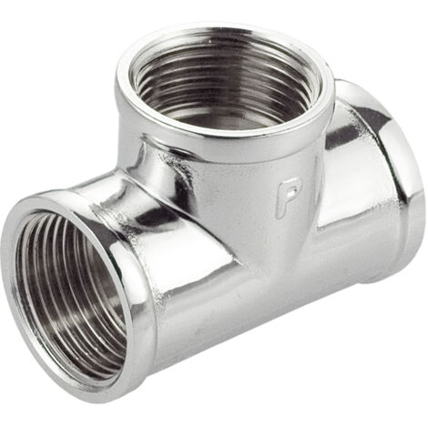 Te de latón cromado de 3/4"