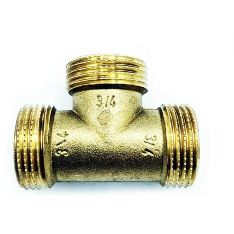Te de latón de 3/4" macho/hembra/macho