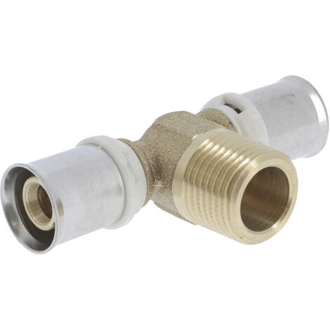 Té de latón macho para crimpado para sistema multicapa 20 x 3/4" x 20