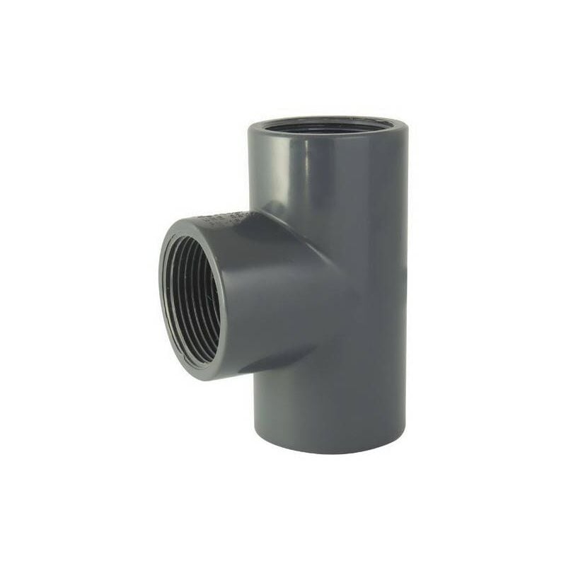 Ezfitt - Té égal 90° Femelle / Femelle / Femelle à visser en pvc 3''