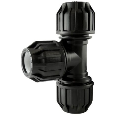 Raccord PE compression – Té égal 90° Ø40 mm – Pression max 16 bars – Matériau polypropylène pour plomberie et irrigation – Codital
