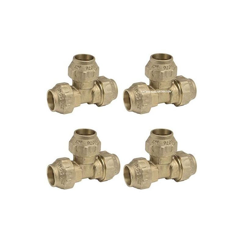 Suinga - Lot de 4 Té compression égal laiton 63 mm pour tuyau polyéthylène, plomberie et l'irrigation