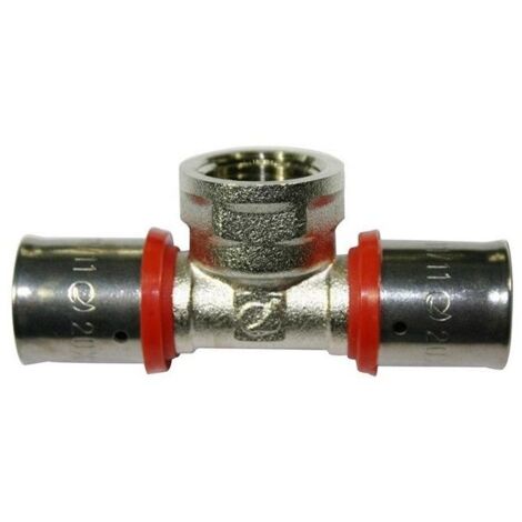 Te hembra 3/4'' para Tubo multicapa 32 mm, para uso con maquina prensadora, gris