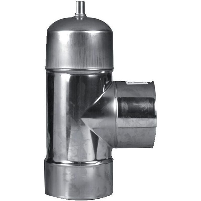 Té de tubage femelle 90° inox D140/146 + purge TEN