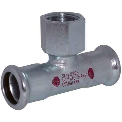 Té mixte acier électrozingué taraudé à sertir SteelPres® F - 35mm 20x27 - Raccorderie Metalliche