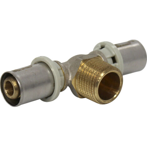 Té multicouche à sertir TH - Ø16x2,0 - Mâle 1/2" (15/21) - Ø16x2,0 - Arcanaute