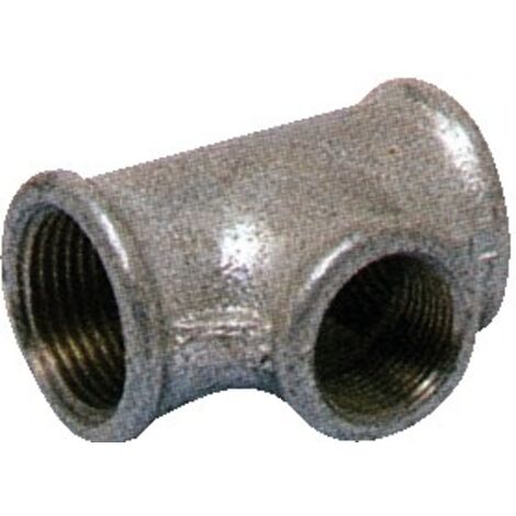 Té reducido de fundición galvanizada FFF 26x34 - 15x21 - 26x34