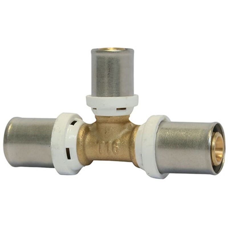 Raccord Multicouche à sertir Té inégal Ø32x3,0 - Ø16x2,0 - Ø32x3,0 - Somatherm