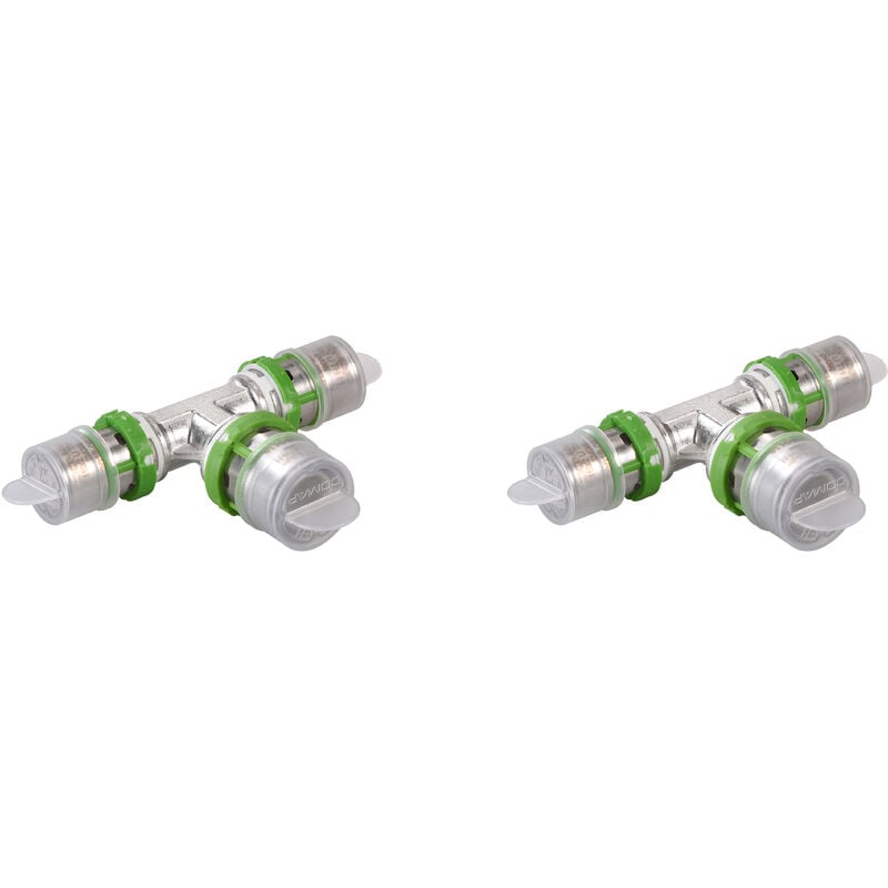 Té réduit métallique à sertir pour tubes multicouche - 26x3-20x2-20x2 - Vendus par 2 - Raccords MultiSkin - 7130RW262020 - Comap