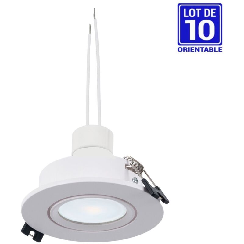 Barcelona Led - kit x 10 - Downlight inclinable + Ampoule GU10 5W + Douille GU10