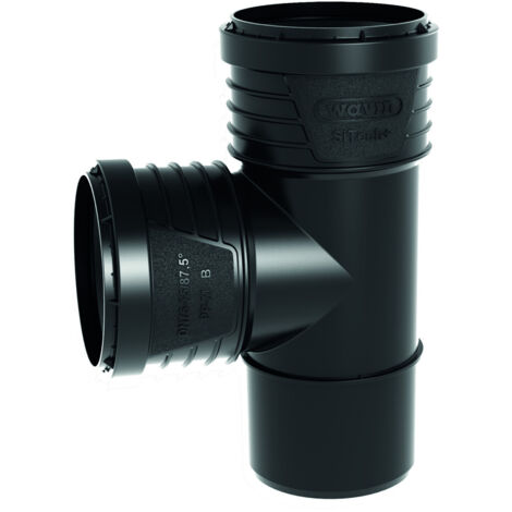 Té sanitaire PP-HT Sitech Plus 110x50/87,5, pour évacuation interne silencieuse, noir