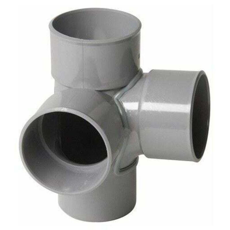 Té solide à angle droit en PVC gris 100mm – Branchement efficace pour canalisations – Installation par collage – Angle 87°30