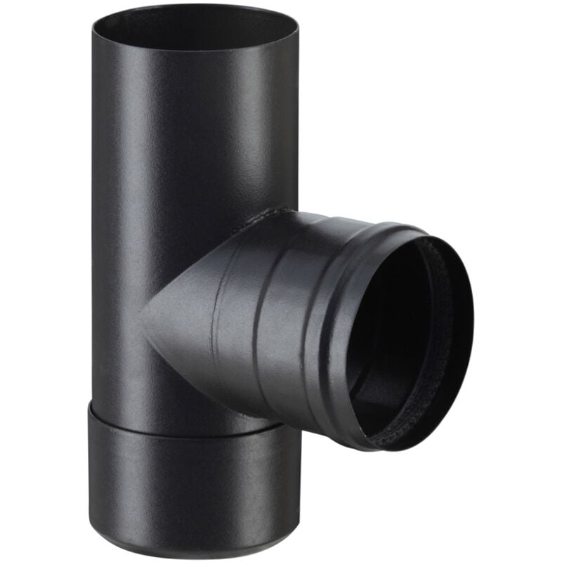 Te + tampon emaille noir dn80mm