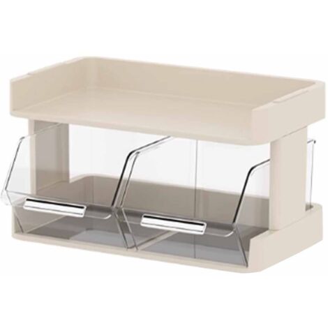 Tea Bag Organizer Office Bar Desktop Tea Bag Coffee Capsule Storage Rack Multilayer Countertop Organizer Cream White 2 Layer 30x17x16.5cm