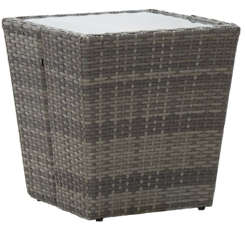 Vidaxl - Tea Table Grey 41.5x41.5x43 cm Poly Rattan and Tempered Glass