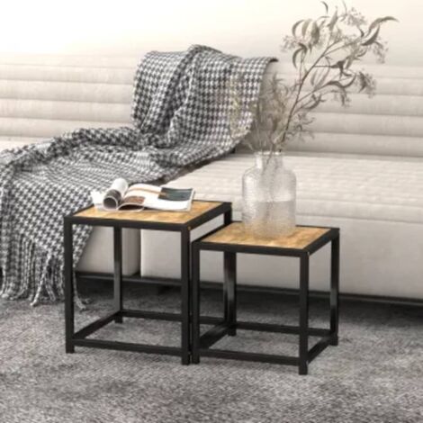 Tea Tables 2 pcs MDF Black and Yellow vidaXL