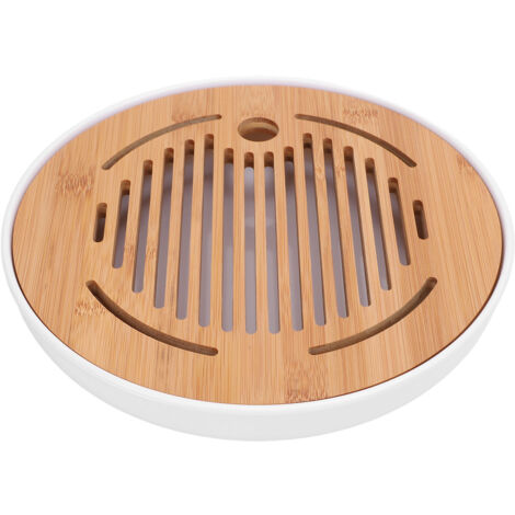 Tea Tray 10 Inch Round Shape Modern Stylish Chinese Kung Fu Tea Serving Tray for Home and Office