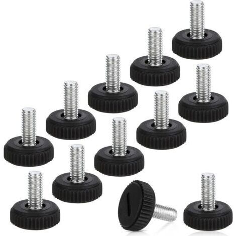 Teaaha Lot de 12 pieds de meubles réglables en hauteur - Pieds de table - Noir - Pieds de nivellement pour meubles, chaises, table (M6 x 20 mm)