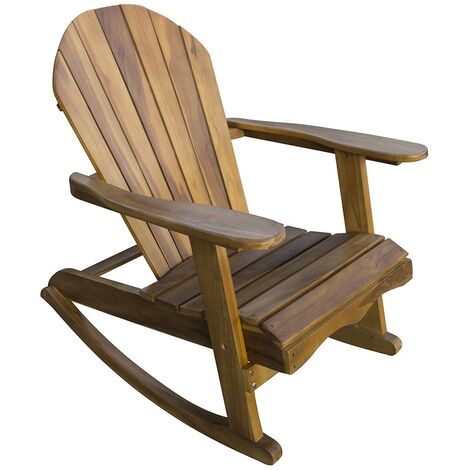 main image of "Teak Adirondack Rocking Chair - Wooden Outdoor Patio Garden Furniture"