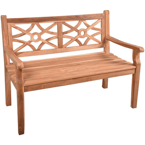 Teak-Holz 2-er Bank GAZA-120, B/H/T: ca. 120/92/64 cm