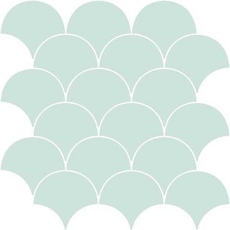 main image of "Teal Green Shell Backsplash Tiles Peel & Stick 4pcs Home Wall Stickers"
