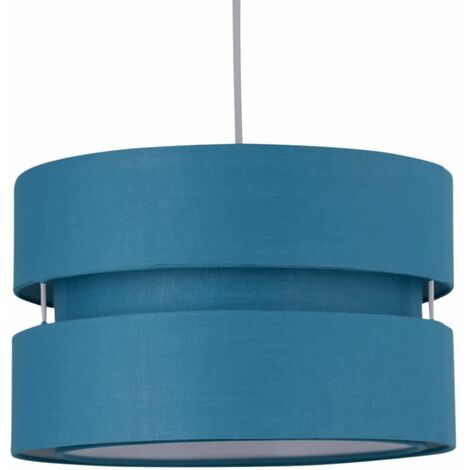 Teal Layered Easy Fit Drum Light Shade - Teal cotton