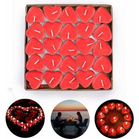 Tealight Candle, Set of 50 Romantic Tealight Candles, Small Red Candles Decorative Candles Scented Candles, Valentine's Day Table Decoration, Wedding, Birthday