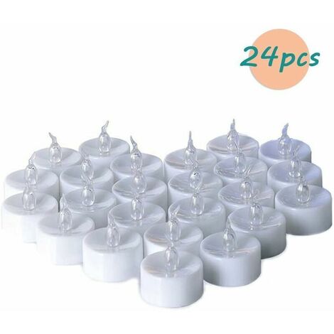 Tealight Candles 24 Flameless Candles with CR2032 Batteries, Flameless LED Tealight Candles Sparkling Candles with Warm White Sparkle Effect