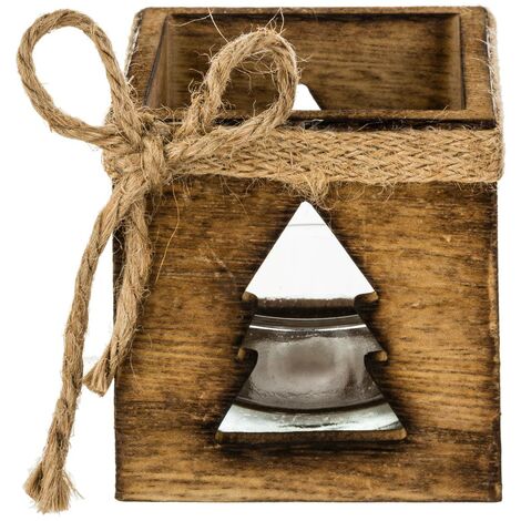 Tealight quadrato in legno traforato - Legno di abete - Feeric lights & christmas