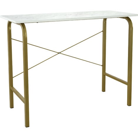 Teamson Home 40" Scrivania Tavolo Per Ufficio Finto Marmo Ottone / Bianco VNF-00092