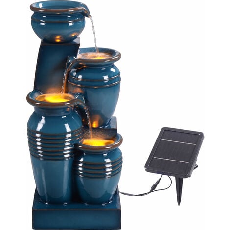 Teamson Home 73 cm 4-Tier Cascading Bowl Solar Powered Water Fountain for Outdoor Living Spaces, Blue
