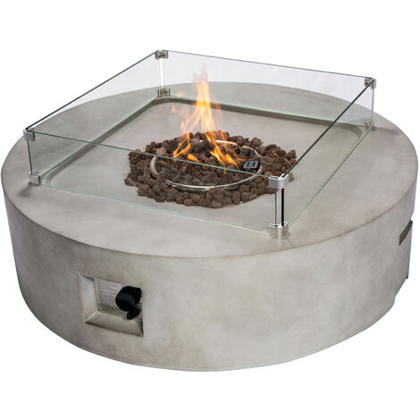 Teamson Home All'aperto Giardino Molto Grande, Bruciatore da Tavolo con Braciere a Gas Propano, Braciere senza Fumo, Riscaldatore per Mobili da Giardino in Metallo con Rocce Laviche e Copertura