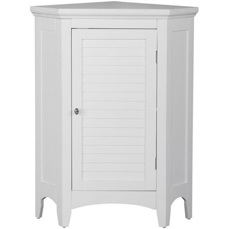 Teamson Home – Armoire de rangement d'angle en bois blanc – 62,9 cm L x 43,2 cm l x 81,3 cm H – Verre trempé – Système anti-basculement