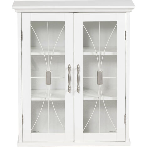 Teamson Home – Armoire murale de salle de bain 2 portes en bois blanc – Dimensions L 52.1 x l 21.6 x H 61 cm – 7930
