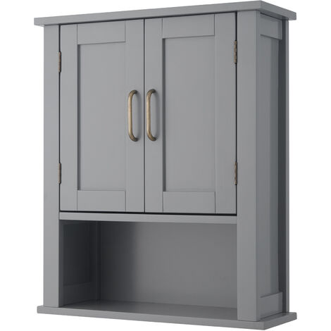 Teamson Home – Armoire murale de salle de bain en bois d'ingénierie durable – Dimensions L 18 x l 51 x H 61,4 cm – Avec étagère ouverte – EHFF0019