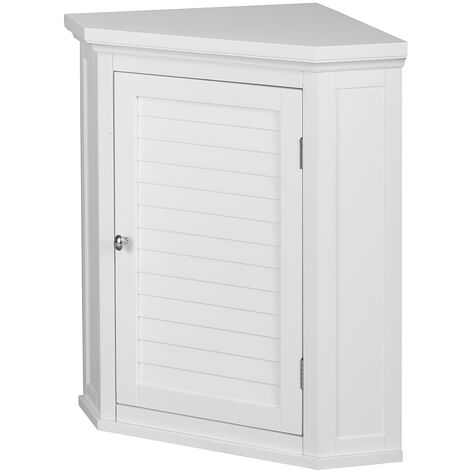 Teamson Home - Armoire Murale en Bois Coin de Salle de Bain, Coin Armoire Rangement de Salle de Bain avec 1 Porte, 57.2 x 38.1 x 61cm, Blanc - ELG-587 - blanc