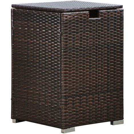 Teamson Home – Coffre de jardin en rotin synthétique – Dissimule bouteille de gaz 9 kg – Dimensions 40.6 x 40.6 x 59.7 cm – Table d'appoint intégrée