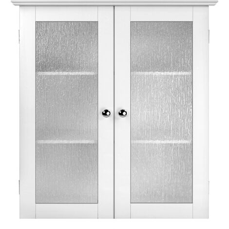 Teamson Home Connor Arredo Bagno Pensile 2 Porte In Vetro Bianco ELG-581