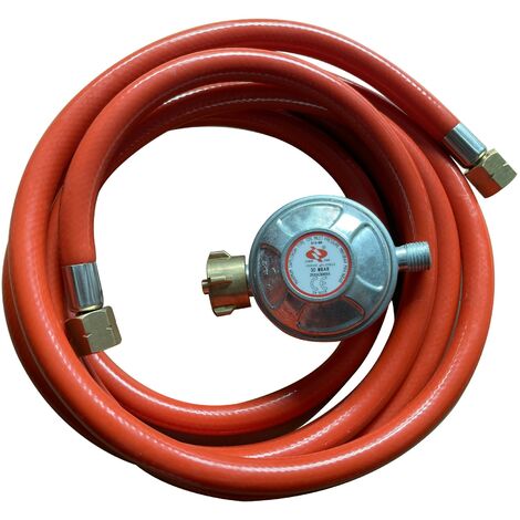 Teamson Home DE Propangasregler und Schlauch für Gas-Feuerstellen, Standard-Klip und Passend für Bis zu 13 kg Gasflasche mit Ein-/Aus-Schalter