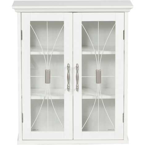 Teamson Home Delaney Pensile da bagno in legno bianco 7930 con 2 ante in vetro